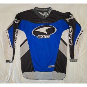 Vintage AXO Sport Motocross Jersey Mens XL Blue Black MX Racing Y2K